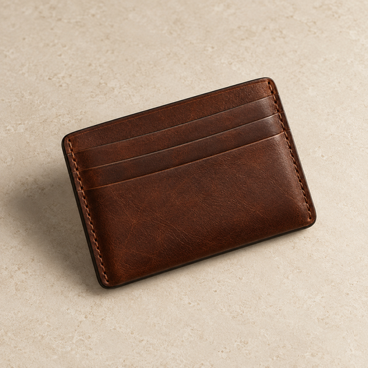 Quiet Fold Card Case in chestnut full-grain leather