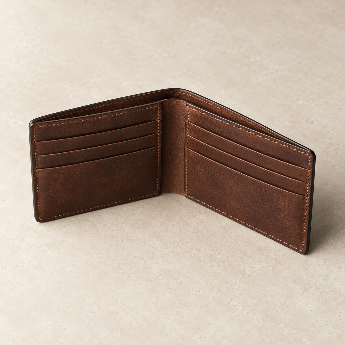 Open Interval Bifold Wallet in chestnut full-grain leather