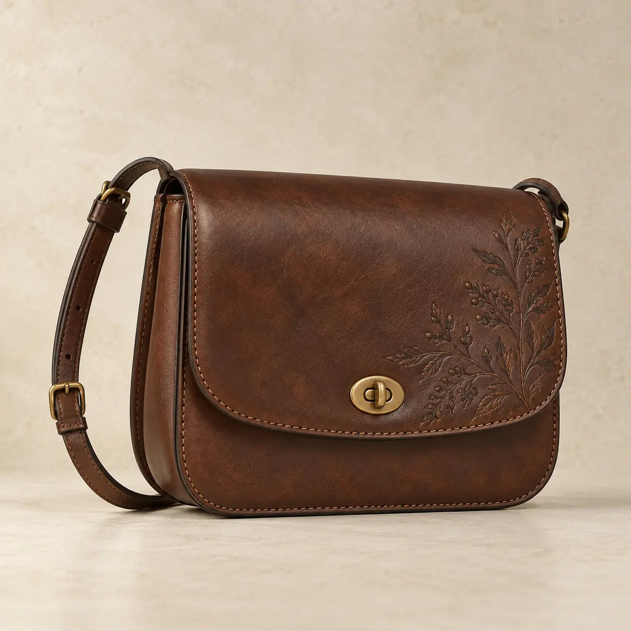 Botanical Edition hand-tooled leather shoulder bag