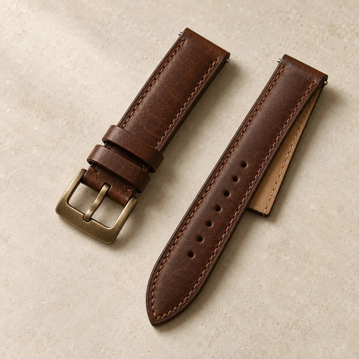 Still Watch Strap in chestnut full-grain leather