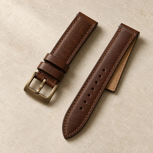 Still Watch Strap in chestnut full-grain leather