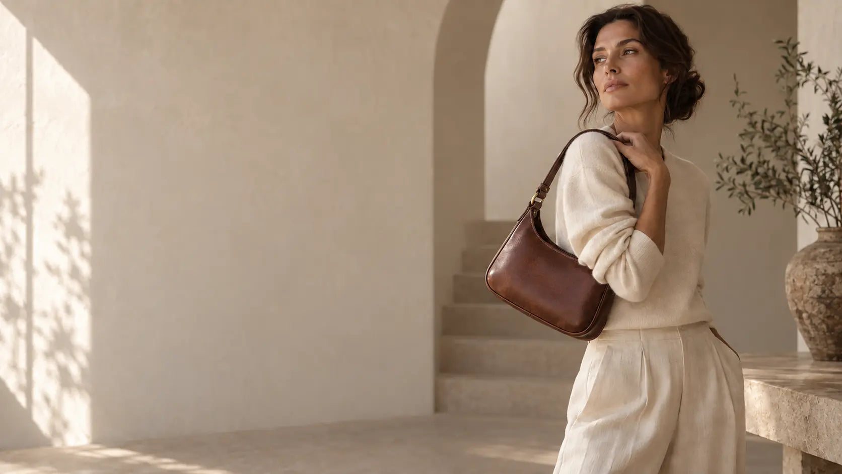 Quiet Temper leather bag in a sunlit interior